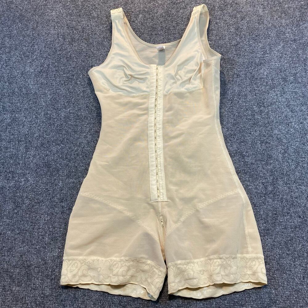 Yianna Faja Cream Front Hook Full Bust Mid-Thigh Body Shaping Shapewear Medium